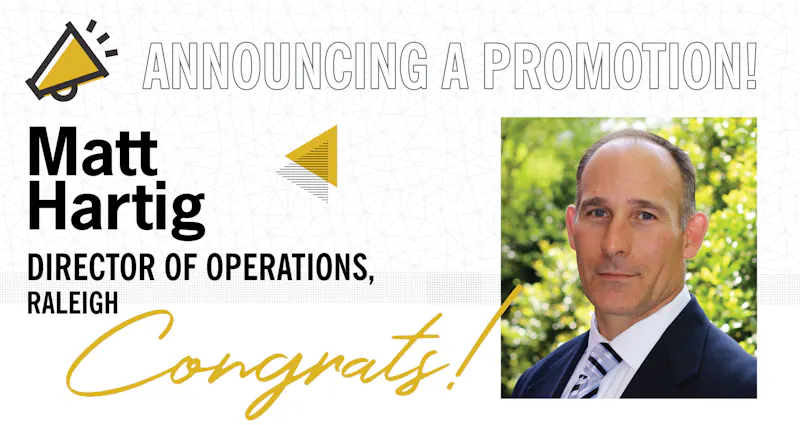 Matt Hartig Promoted to Director of Operations Raleigh