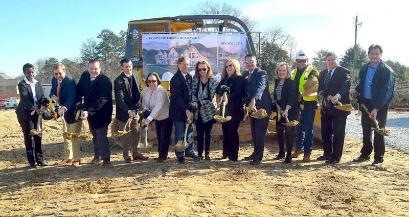 Choate joined Trinity Lifestyle Management to break ground on Dogwood Forest, a luxury assisted living facility in Grayson.
